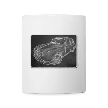 Oldtimer Jaguar - gezeichnet - Kunst auf Shirts... - Tasse - Weiß - Vorne