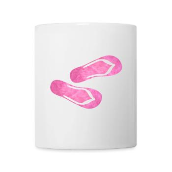 Flip Flop pantoufles peluche fourrure moelleux rose rose - Mug blanc - blanc - Devant