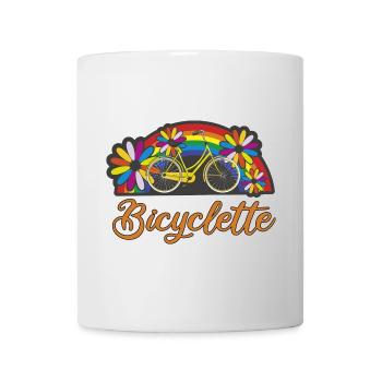 Bunte Fahrradromantik mit Regenbogen Bicyclette - Tasse - Weiß - Vorne