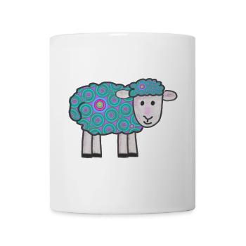Spiralfarbenes Schäfchen Muster - Tasse - Weiß - Vorne