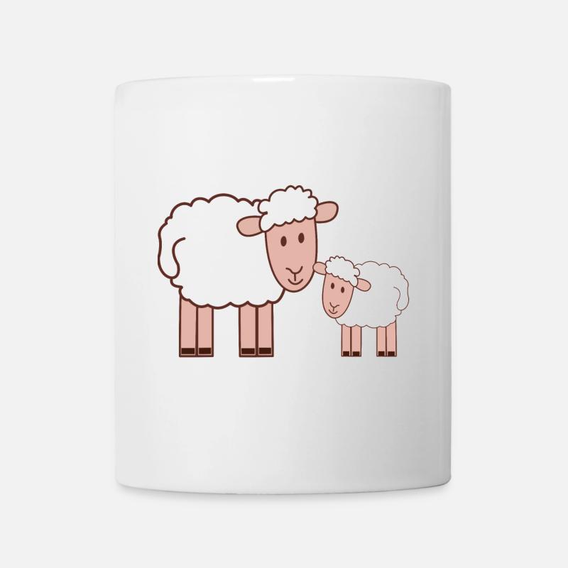 Dessin animé de la famille de moutons câlins - Mug blanc - blanc