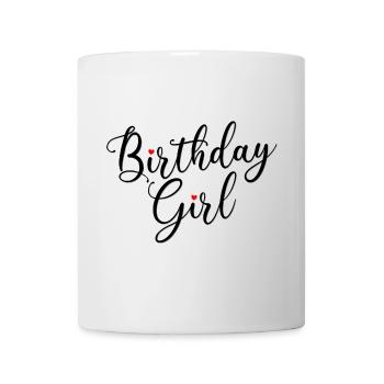 Fille d’anniversaire Script Coeurs - Mug blanc - blanc - Devant