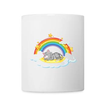 Dreaming Cat on Rainbow Cloud - Mug - white - Front