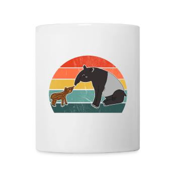 Tapir Familie Mutter Kind Baby Vintage Geschenk - Tasse - Weiß - Vorne