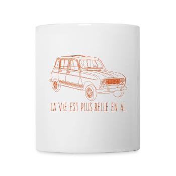 La vie est plus belle en 4L - Couleur corail - Mug blanc - blanc - Devant