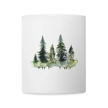 Waldwald Wasserfarben Landschaft - Tasse - Weiß - Vorne