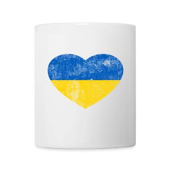 Ukraine Flagge Fahne Grunge Retro Herz - Tasse - Weiß - Vorne