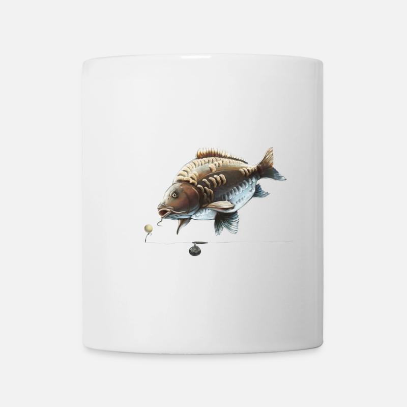 Karpfenfischen Ronnie Rig Spiegelkarpfen-Design - Tasse - Weiß