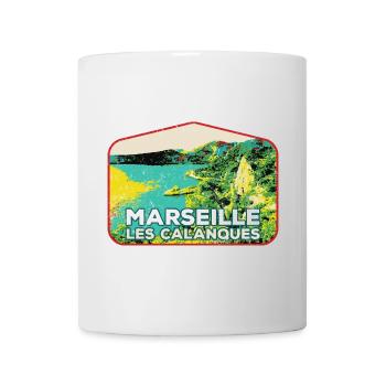 Retro-Abzeichen, Marseille Frankreich Les Calanques - Tasse - Weiß - Vorne
