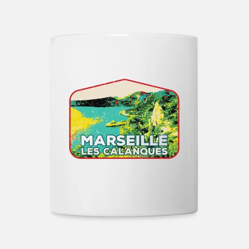 Retro-Abzeichen, Marseille Frankreich Les Calanques - Tasse - Weiß