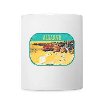 Retro-Abzeichen, Algarve Portugal, Strand Sommersonne - Tasse - Weiß - Vorne
