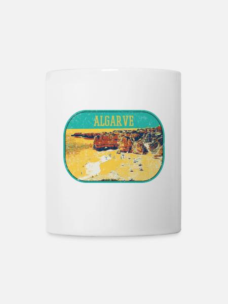 Retro badge, Algarve Portugal, beach summer sun - Mug - white