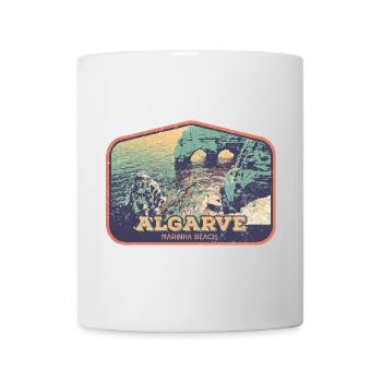 Retro-Abzeichen, Algarve Portugal, Strand Sommersonne - Tasse - Weiß - Vorne