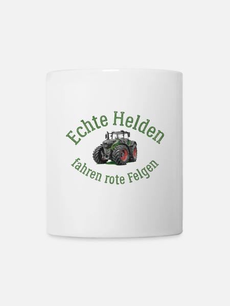 Echte Helden fahren rote Felgen! - Tasse - Weiß