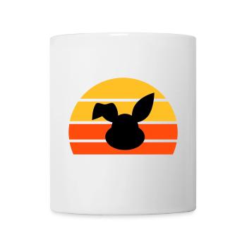 Rabbit's head with bent ear in front of a half sun - Mug - white - Front