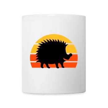 Glücklicher Igel vor einer Halbsonne - Tasse - Weiß - Vorne