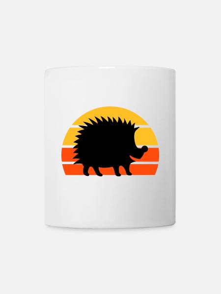 Happy hedgehog in front of a half-sun - Mug - white