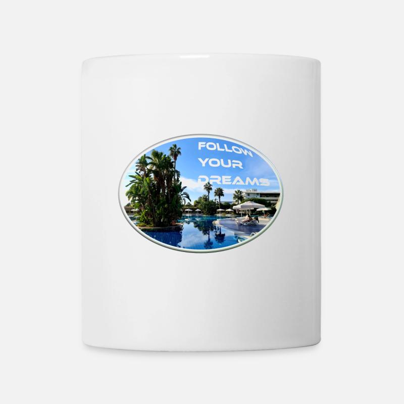 Dreams Urlaub Follow Sonne Strand Palmen - Tasse - Weiß