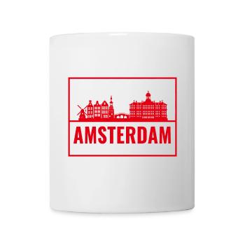 Amsterdam Skyline Rot Silhouette - Tasse - Weiß - Vorne