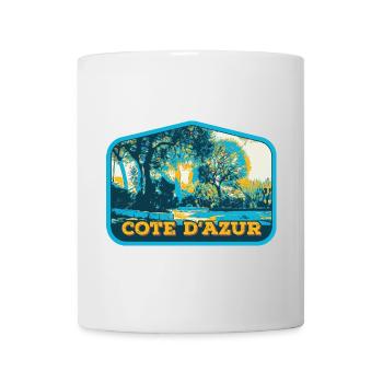 Vue illustrée de la Côte d'Azur, France - Mug blanc - blanc - Devant