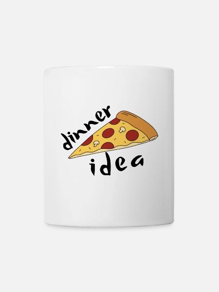 Cartoon-Peperoni-Pizza – Abendessen-Idee - Tasse - Weiß