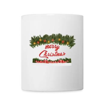 Festliche Weihnachtsdekoration mit Lichterkranz - Tasse - Weiß - Vorne