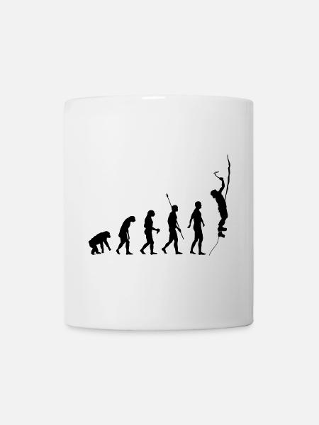 Evolution des Menschen, Eisklettern, Eiskletterer - Tasse - Weiß
