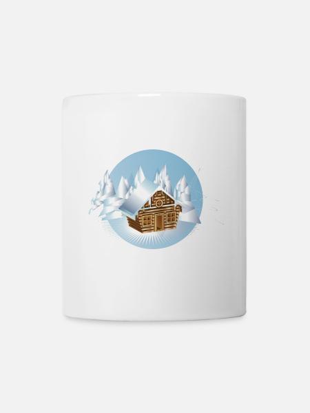 kleine Blockhütte inmitten einer Eislandschaft - Tasse - Weiß