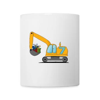 Bagger Kinder 7. Geburtstag - Tasse - Weiß - Vorne