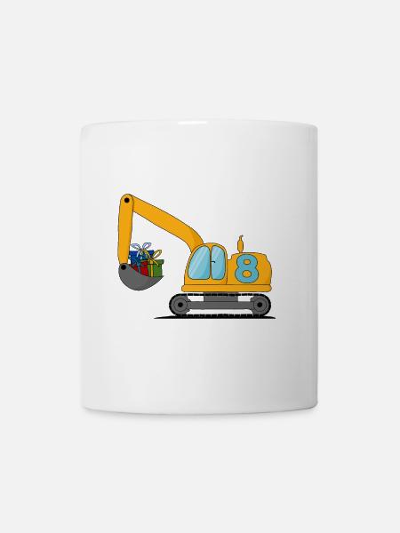 Bagger Kinder 8. Geburtstag - Tasse - Weiß