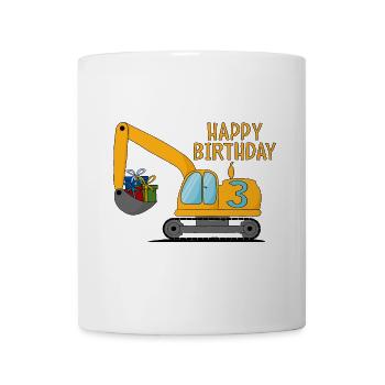 Excavator Kids Happy Birthday 3 - Mug - white - Front
