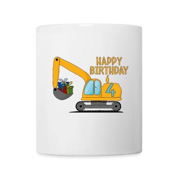Excavatrice Enfants Joyeux anniversaire 4 - Mug blanc - blanc - Devant