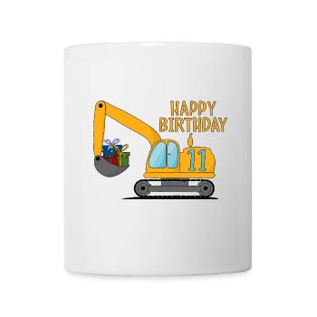 Excavator Kids Happy Birthday 11 - Mug - white - Front