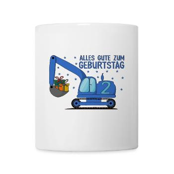 Bagger Kinder 2. Geburtstag Alles Gute Blau - Tasse - Weiß - Vorne