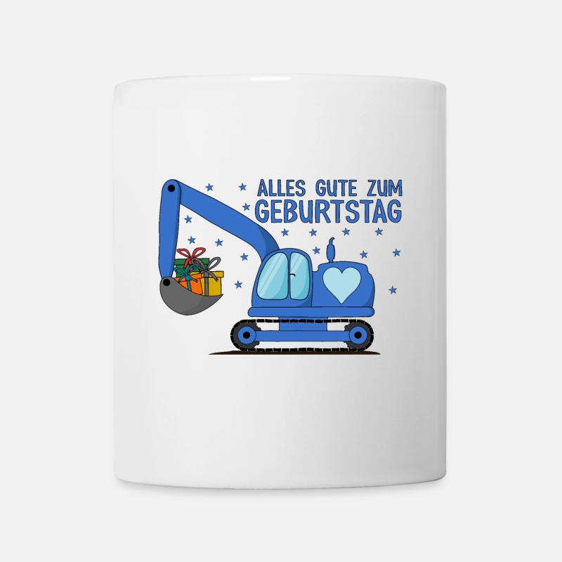 Bagger Kinder Alles Gute zum Geburtstag Herz - Tasse - Weiß