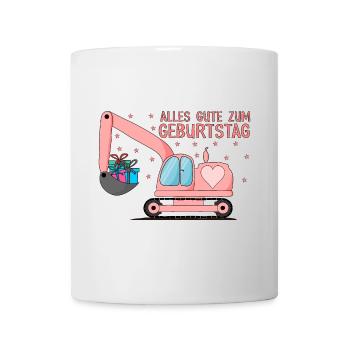 Bagger Kinder Alles Gute zum Geburtstag Rosa - Tasse - Weiß - Vorne