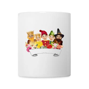 Fünf Figuren aus dem Ensemble des Kasperltheaters - Tasse - Weiß - Vorne