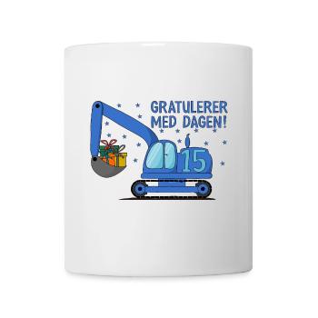 Gravemaskin Gratulerer med dagen 15 - Tasse - Weiß - Vorne