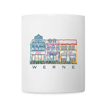 Werne, bunte Häuserzeile am Markt, Kreis Unna, NRW - Tasse - Weiß - Vorne