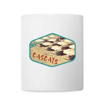 Blick auf den Strand von Cascais in Portugal - Tasse - Weiß - Vorne
