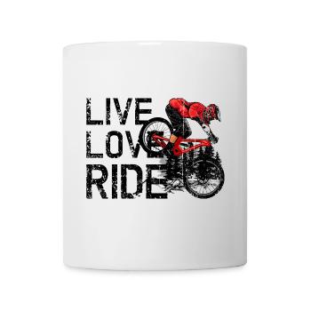 Cycliste VTT rouge dans la Forêt Sombre - Mug blanc - blanc - Devant