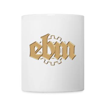 EBM Electronic Body Music avec Gear Gold Look - Mug blanc - blanc - Devant