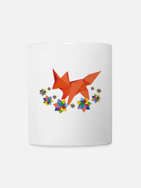 Origami Fox with Flowers - Mug - white
