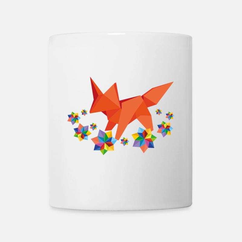 Renard en origami avec des fleurs - Mug blanc - blanc