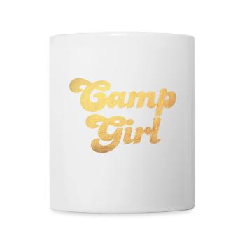 Camp Girl Gold Camping Handwriting Cool Luxury Fan - Mug - white - Front