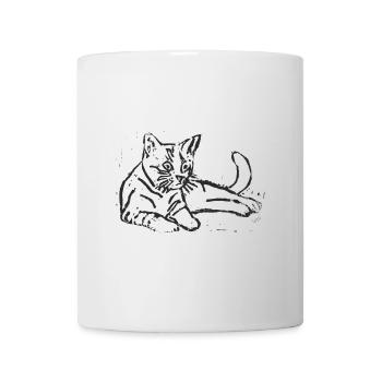 Eleganter Sketch-Print mit Katze - Tasse - Weiß - Vorne