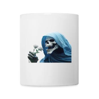 Rose blanche pour la cape de tête de tête de faucheuse - Mug blanc - blanc - Devant