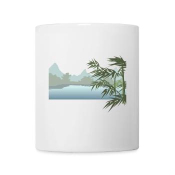Paysage fluvial avec des feuilles de palmier - Mug blanc - blanc - Devant