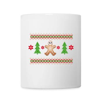 Lebkuchenmann Sugar Skull Muster für Weihnachten - Tasse - Weiß - Vorne