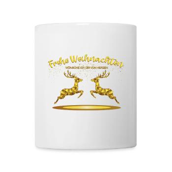 Weihnachtsmotiv mit Rentier - Tasse - Weiß - Vorne